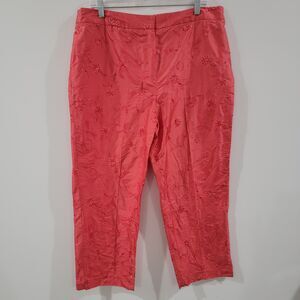 Womens Silk Beaded Pants Size 16 Petite Floral Old Money Luxury Maximalism